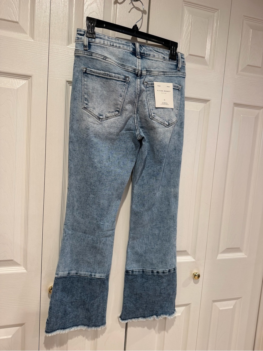 Flying Monkey Two-Tone Light Blue Patch Wide Leg Jeans - Picture 8 of 10
